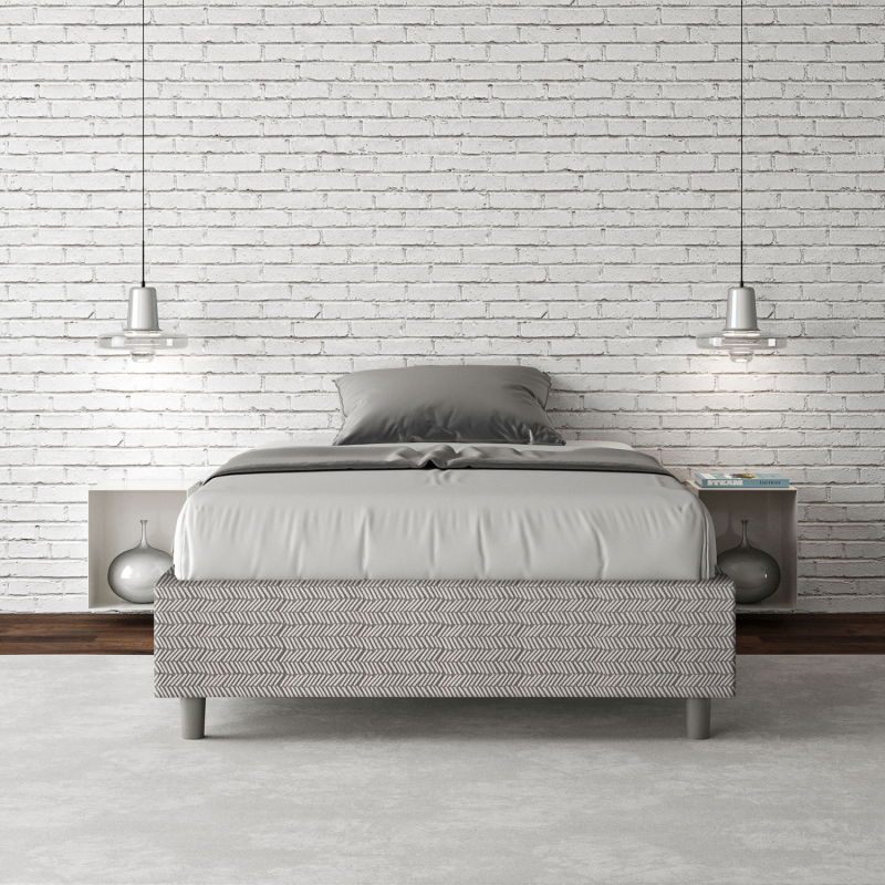 Letto Sommier imbottito 1 piazza e mezza 120x190 cm tessuto Aragona Azelia