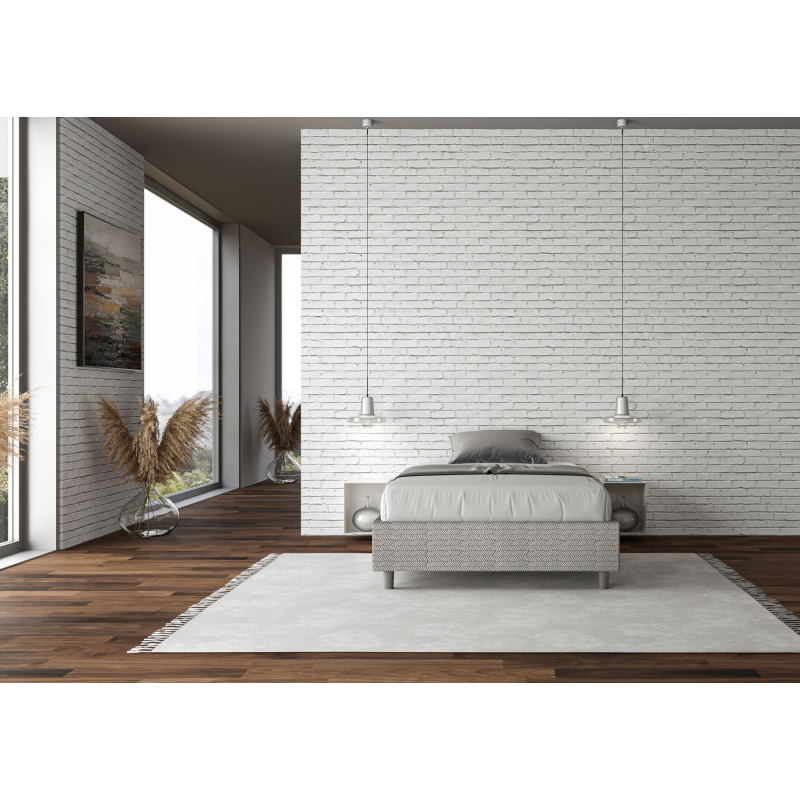Letto Sommier imbottito 1 piazza e mezza 120x190 cm tessuto Aragona Azelia