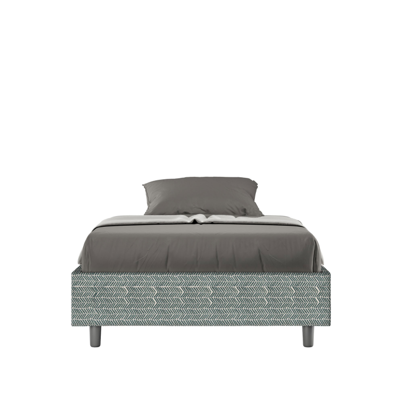 Letto Sommier imbottito 1 piazza e mezza 120x190 cm tessuto Aragona Azelia - Contenitore,Azzurro