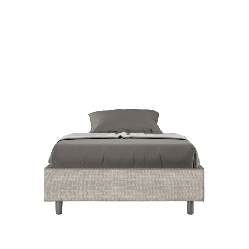 Letto Sommier imbottito 1 piazza e mezza 120x200 cm tessuto Labirinto Azelia - Bianco,Contenitore