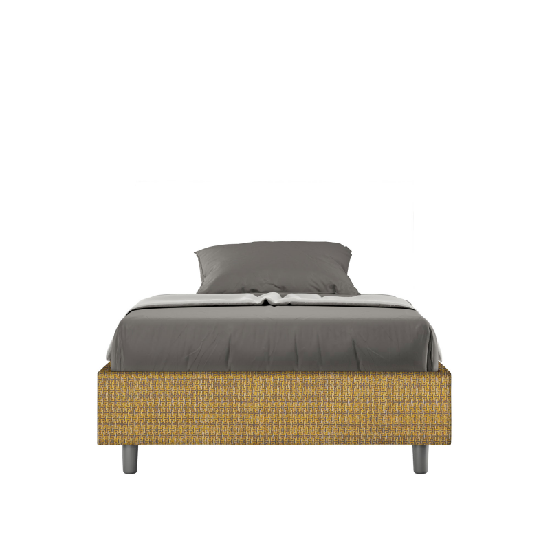 Letto Sommier imbottito 1 piazza e mezza 120x200 cm tessuto Labirinto Azelia - Contenitore,Giallo