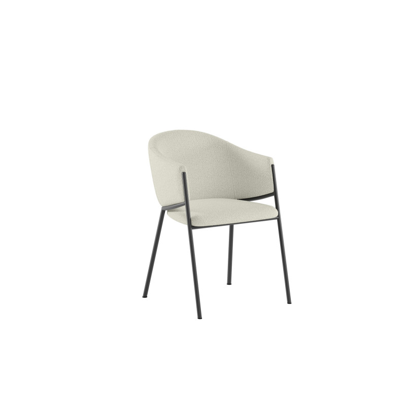 Set di 2 Sedie rivestita in tessuto easy-clean Gambe in metallo verniciato Medea 53cm X 60cm H 78cm Stones