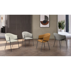 Set di 2 Sedie rivestita in tessuto easy-clean Gambe in metallo verniciato Medea 53cm X 60cm H 78cm Stones