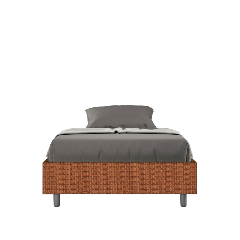 Letto Sommier imbottito 1 piazza e mezza 120x210 cm tessuto Labirinto Azelia - Con rete,Arancione