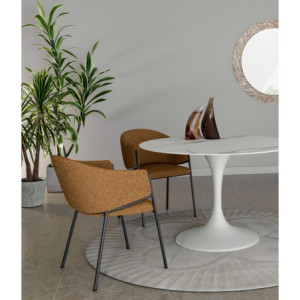 Zoom Set di 2 Sedie rivestita in tessuto easy-clean Gambe in metallo verniciato Medea 53cm X 60cm H 78cm Stones