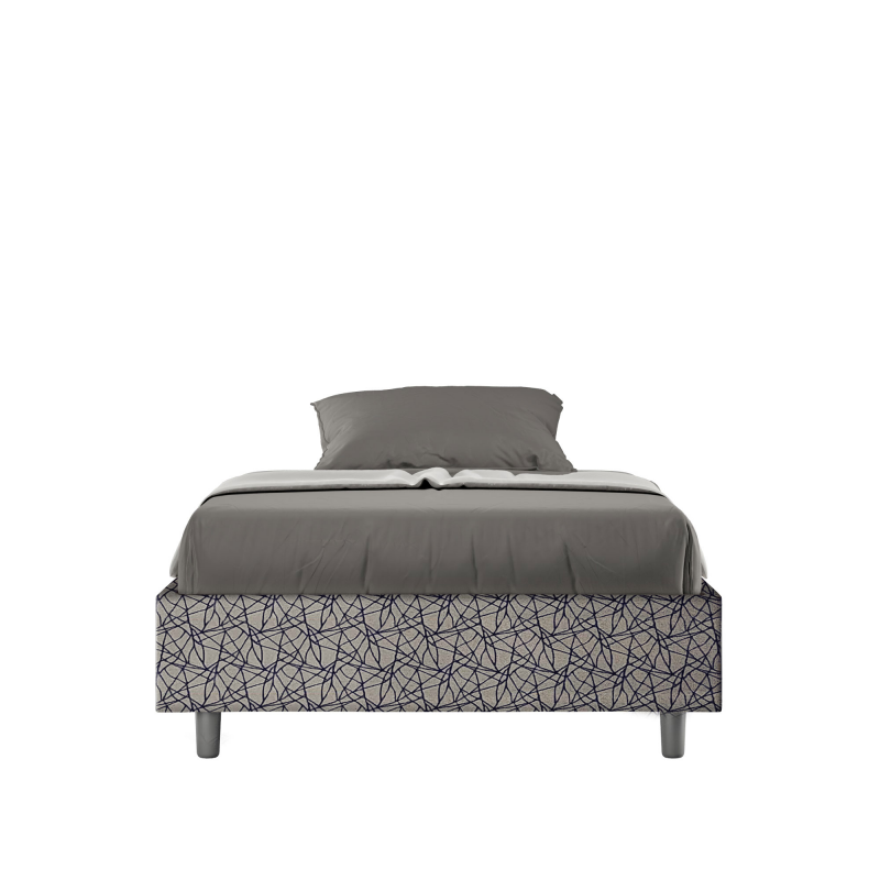 Letto Sommier imbottito 1 piazza e mezza 120x210 cm tessuto Era Azelia - Con rete,Blu