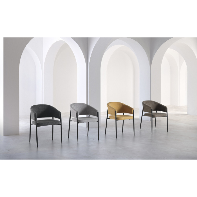 Set di 2 Sedie in tessuto easy-clean Gambe in metallo verniciato Maya 59.5cm X 54cm H 78.5cm Stones