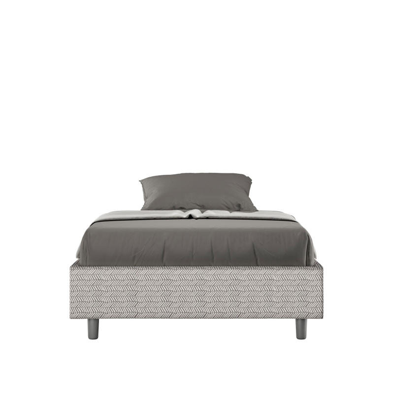 Letto Sommier imbottito 1 piazza e mezza 120x210 cm tessuto Aragona Azelia - Bianco,Contenitore