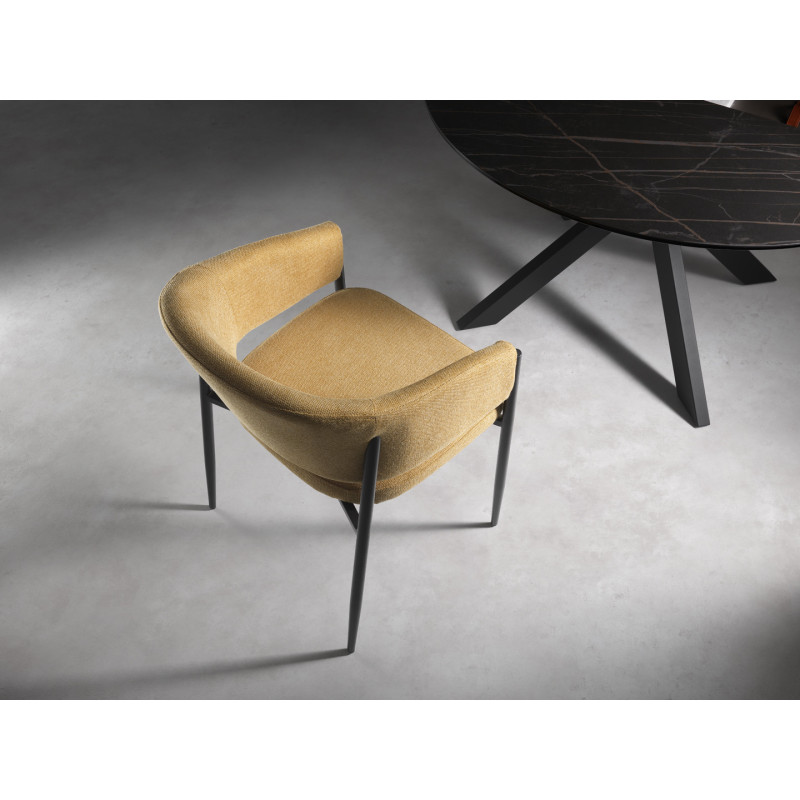 Set di 2 Sedie in tessuto easy-clean Gambe in metallo verniciato Maya 59.5cm X 54cm H 78.5cm Stones