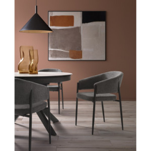 Zoom Set di 2 Sedie in tessuto easy-clean Gambe in metallo verniciato Maya 59.5cm X 54cm H 78.5cm Stones