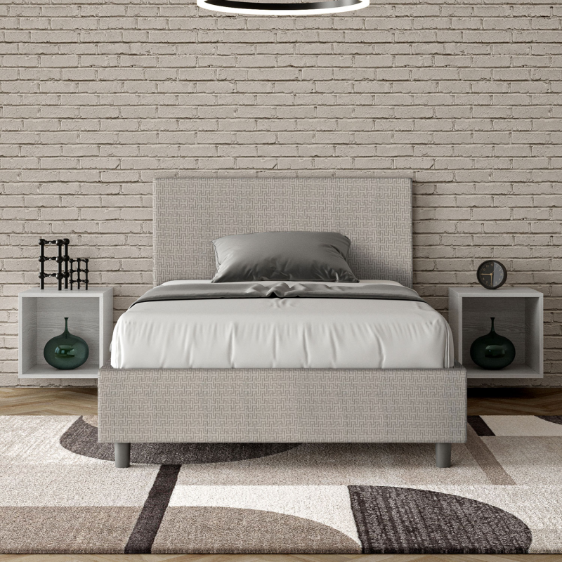 Letto imbottito 1 piazza e mezza 120x190 cm tessuto Labirinto Adele
