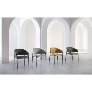 Set di 2 Sedie in tessuto easy-clean Gambe in metallo verniciato Maya 59.5cm X 54cm H 78.5cm Stones