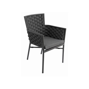 Sedia Bologna contract alluminio e corda grigio antracite Moia