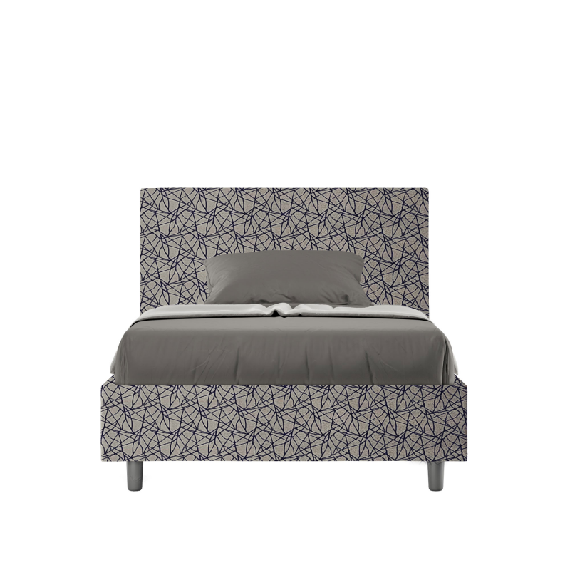 Letto imbottito 1 piazza e mezza 120x190 cm tessuto Era Adele - Contenitore,Blu