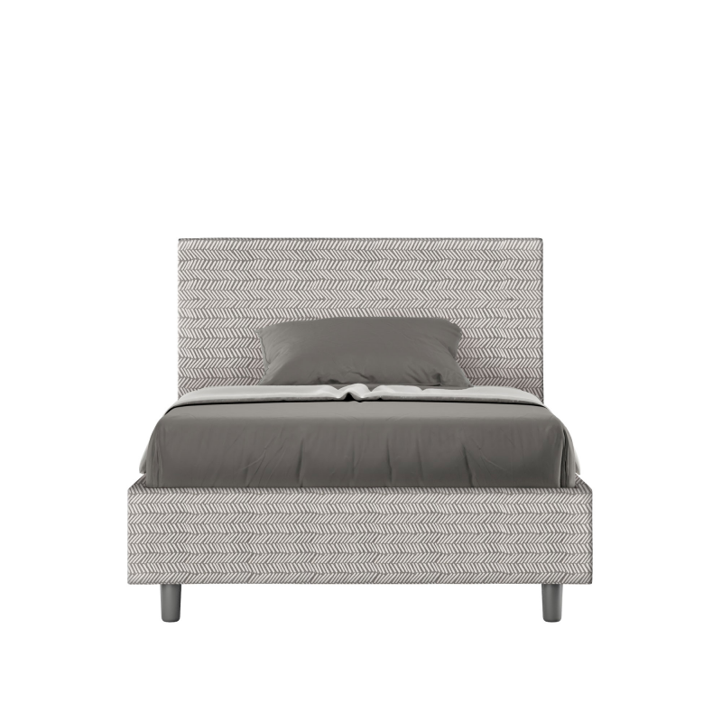 Letto imbottito 1 piazza e mezza 120x190 cm tessuto Aragona Adele - Bianco,Senza rete
