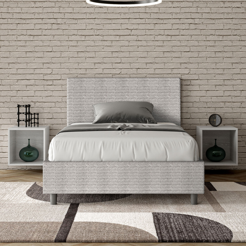 Letto imbottito 1 piazza e mezza 120x190 cm tessuto Aragona Adele