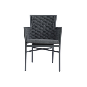 Zoom Sedia Bologna Contract In Alluminio Grigio Antracite E Corda Per Esterni Imbottita Grigio Antracite Moia