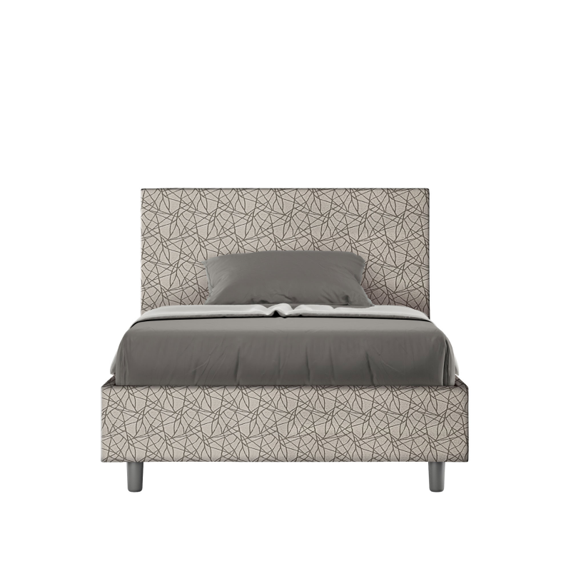 Letto imbottito 1 piazza e mezza 120x200 cm tessuto Era Adele - Contenitore,Grigio