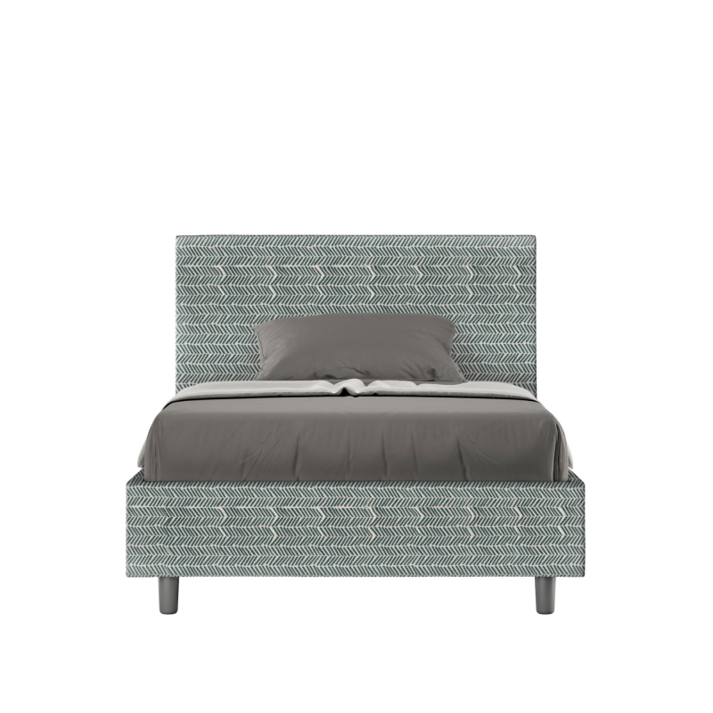 Letto imbottito 1 piazza e mezza 120x200 cm tessuto Aragona Adele - Senza rete,Azzurro
