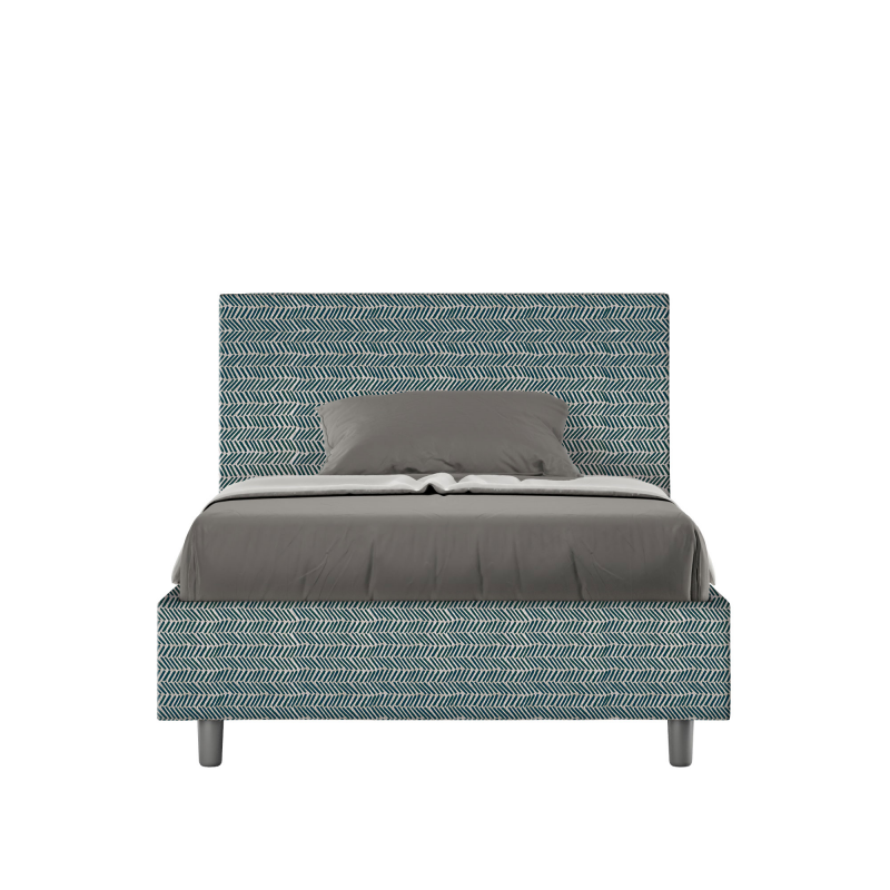 Letto imbottito 1 piazza e mezza 120x200 cm tessuto Aragona Adele - Senza rete,Blu