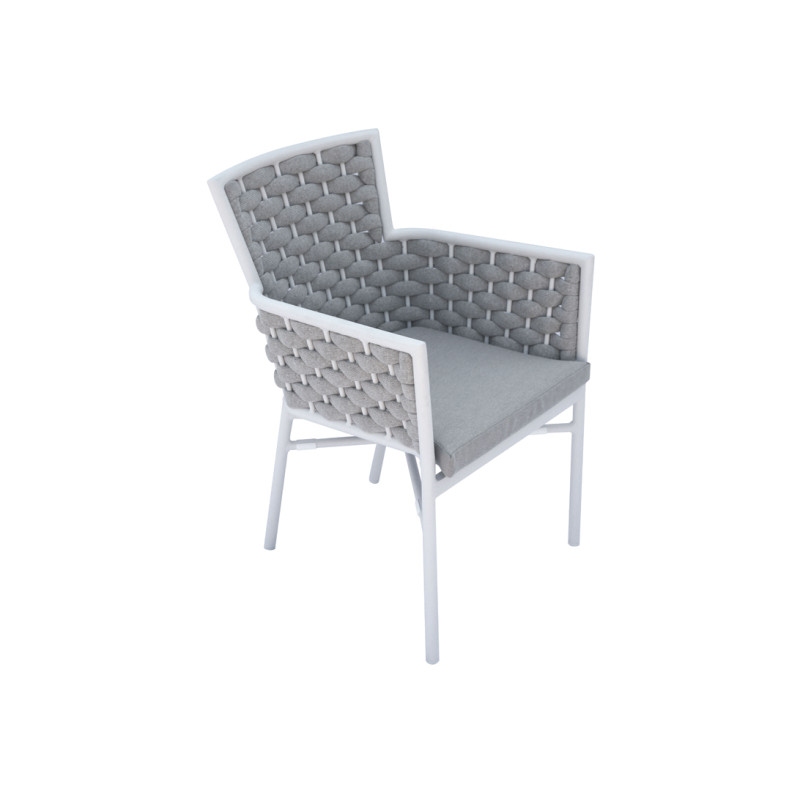 Sedia Bologna contract alluminio bianco e corda beige Moia