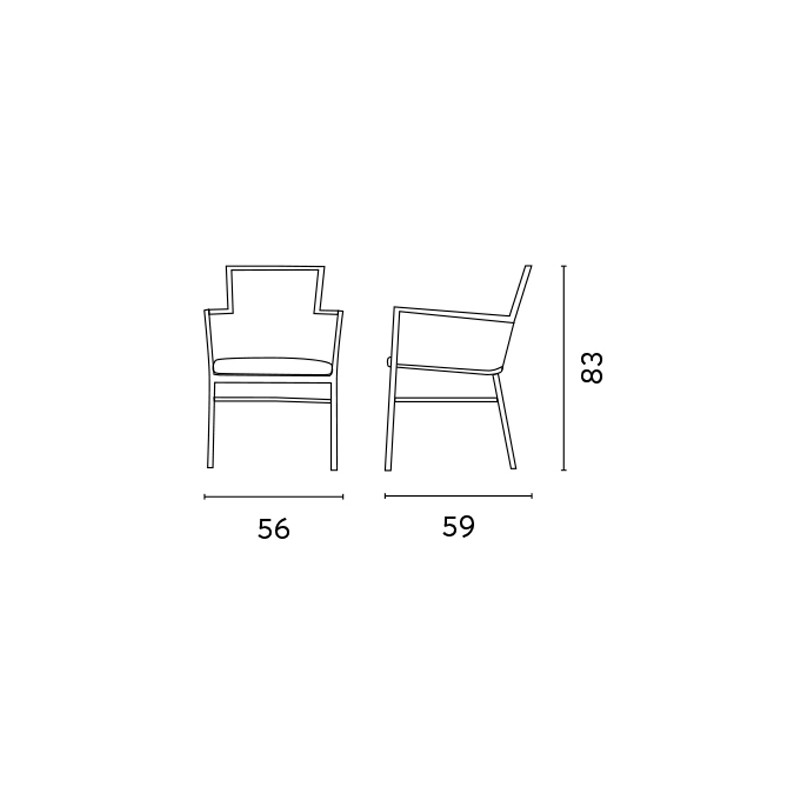 Sedia Bologna contract alluminio bianco e corda beige Moia