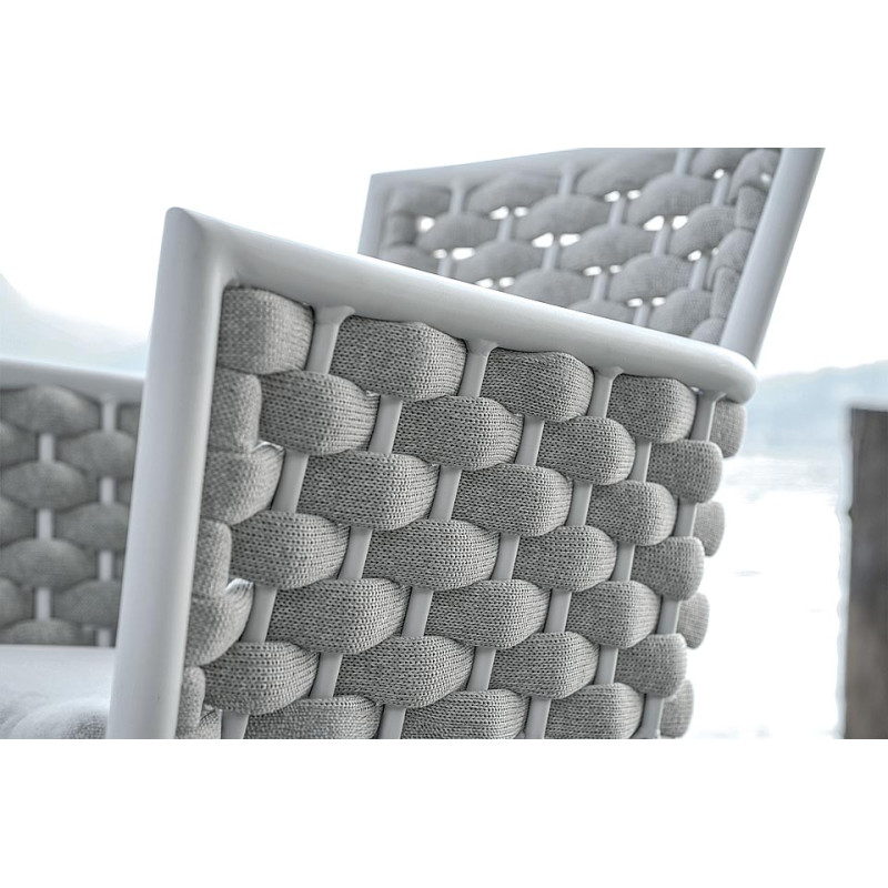 Sedia Bologna contract alluminio bianco e corda beige Moia