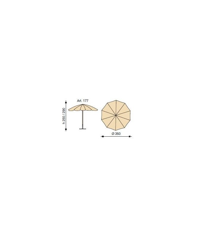 Ombrellone palo centrale Fibrasol Made in Italy - diametro 350 cm