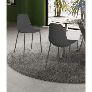 Zoom Set di 4 SEDIe IN POLIPROPILENE Frida 49cm X 48.5cm H 88cm Stones