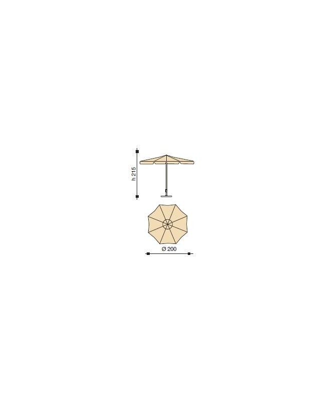 Ombrellone palo centrale Alux Made in Italy - diametro 200 cm