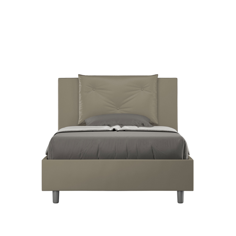 Letto imbottito 1 piazza e mezza 120x210 cm Appia - Similpelle,Senza rete,Cappuccino
