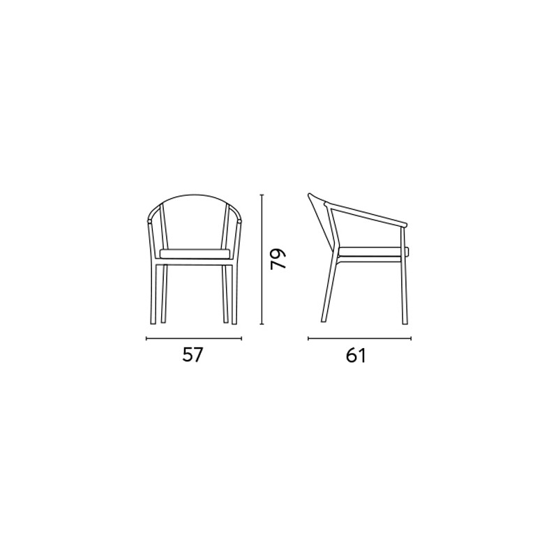 Sedia Verona contract alluminio grigio antracite e corda Moia