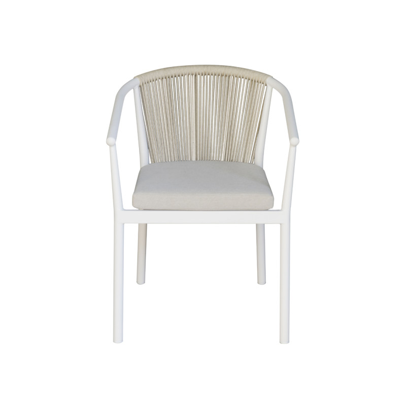 Sedia Verona contract alluminio bianco e corda beige Moia