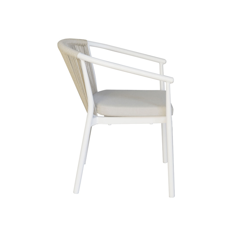 Sedia Verona contract alluminio bianco e corda beige Moia