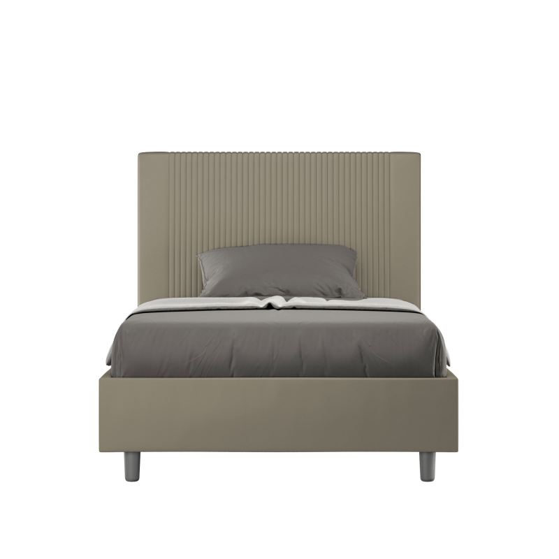 Letto imbottito 1 piazza e mezza 120x210 cm Goya - Similpelle,Senza rete,Cappuccino