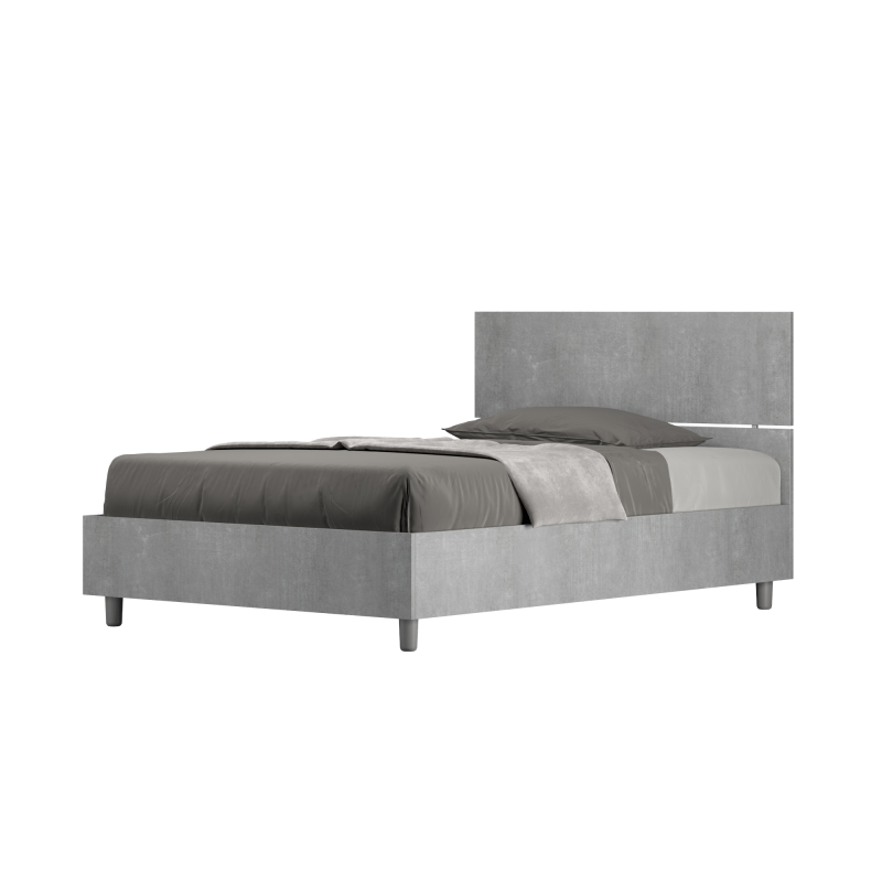 Letto 1 piazza e mezza 120x200 cm testata dritta Demas - Contenitore,Grigio