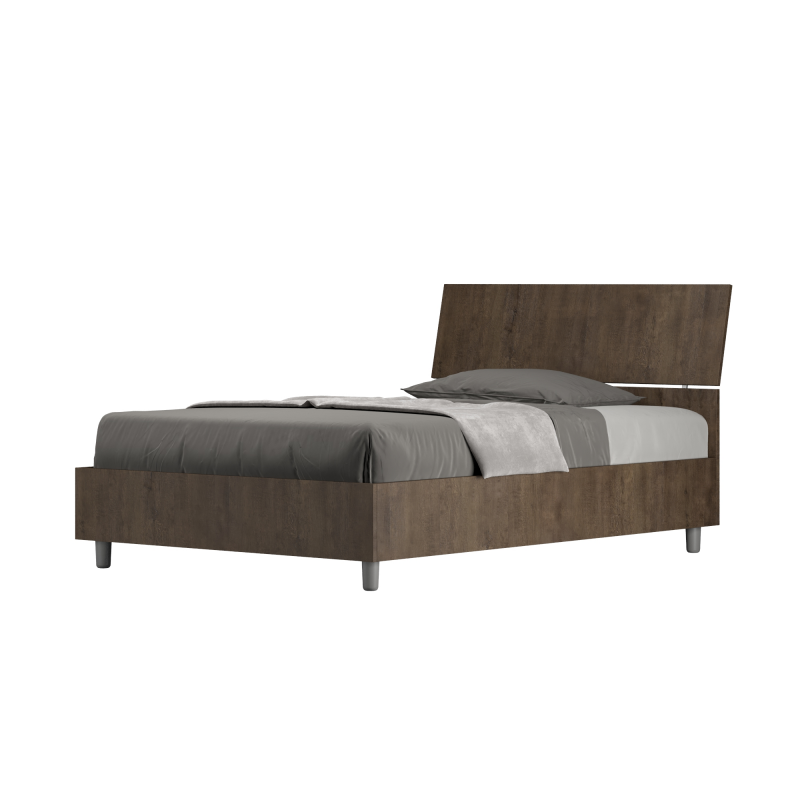 Letto 1 piazza e mezza 120x200 cm testata inclinata Demas - Contenitore,Noce