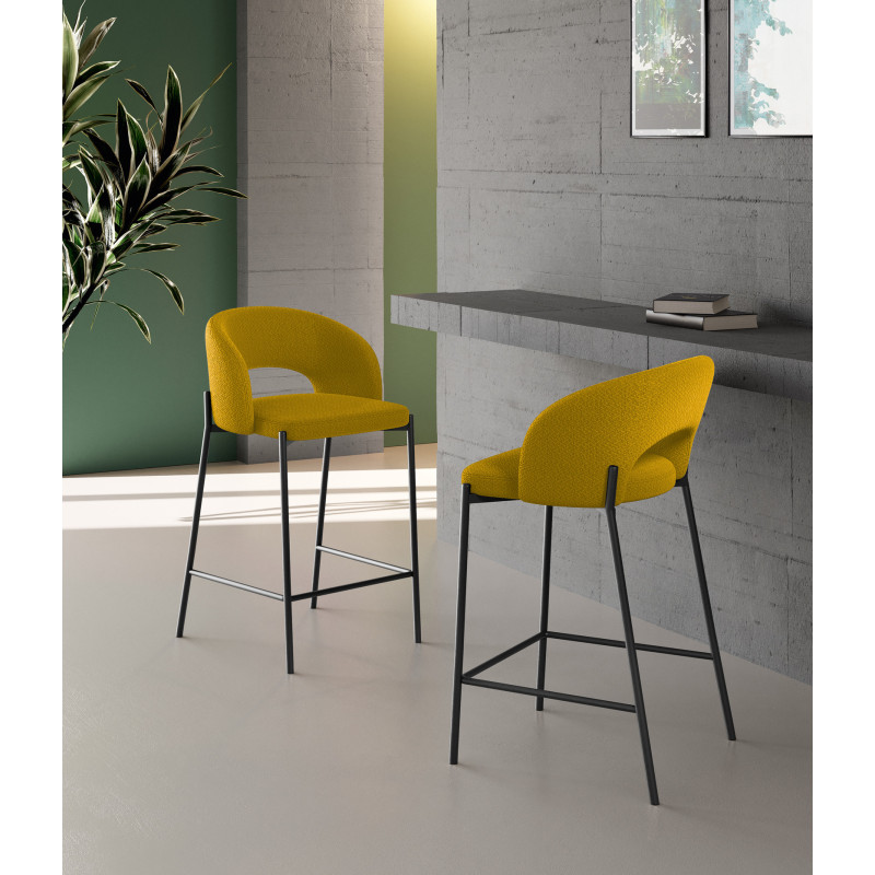 Set di 2 Sgabelli in tessuto Greta 52 x 50 x 89 cm Stones