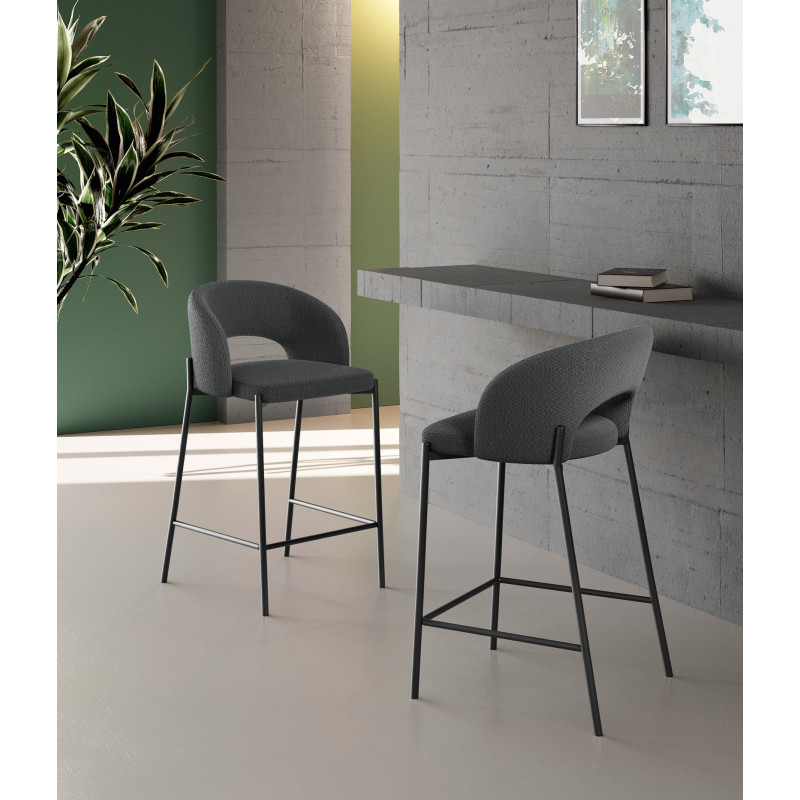 Set di 2 Sgabelli in tessuto Greta 52 x 50 x 89 cm Stones