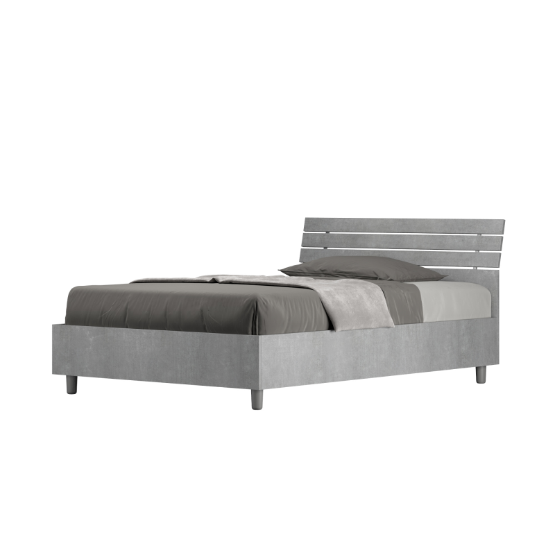 Letto 1 piazza e mezza 120x200 cm testata inclinata con doghe Ankel - Contenitore,Grigio
