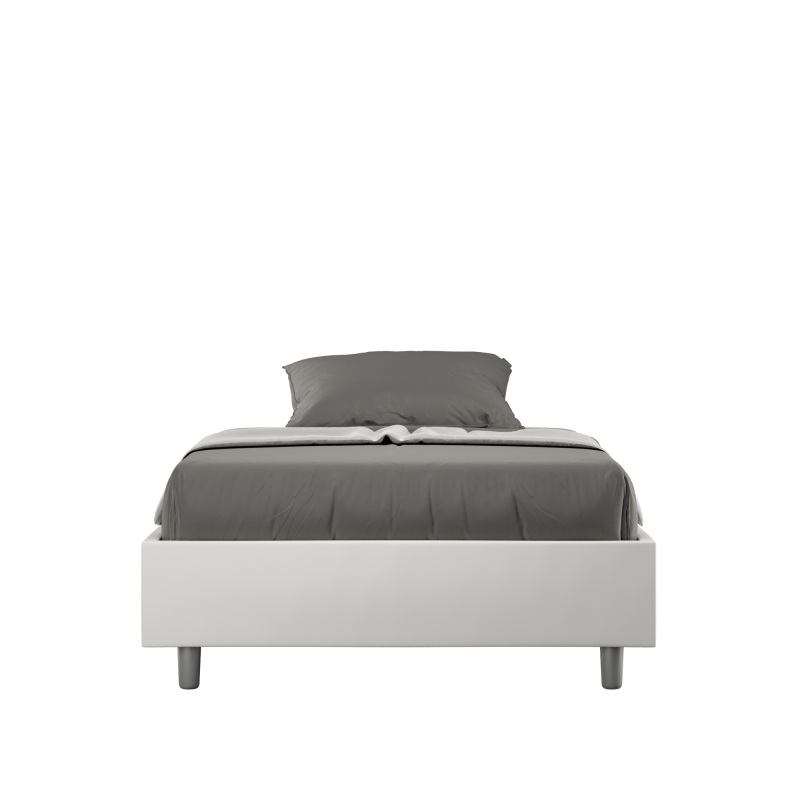 Letto Sommier imbottito Matrimoniale francese 140x200 cm Azelia - Bianco,Similpelle,Con rete