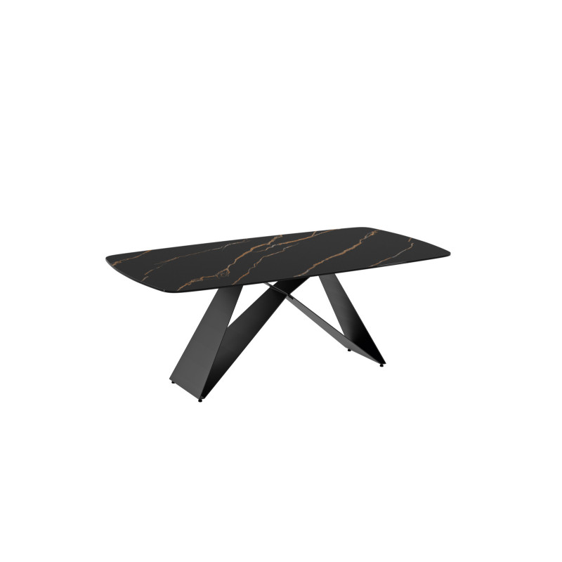Tavolo fisso con top in ceramica su vetro Gambe in metallo verniciato Nero Thanos 110cm X 220cm H 76cm Stones