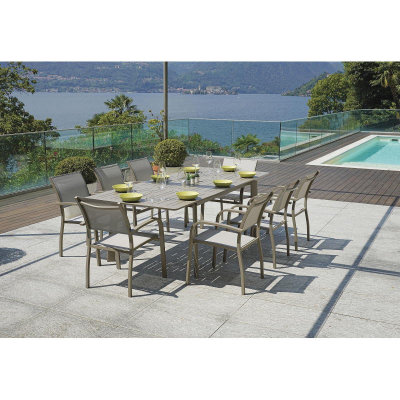 Tavolo alluminio allungabile San Donato tortora Moia 180-240x90