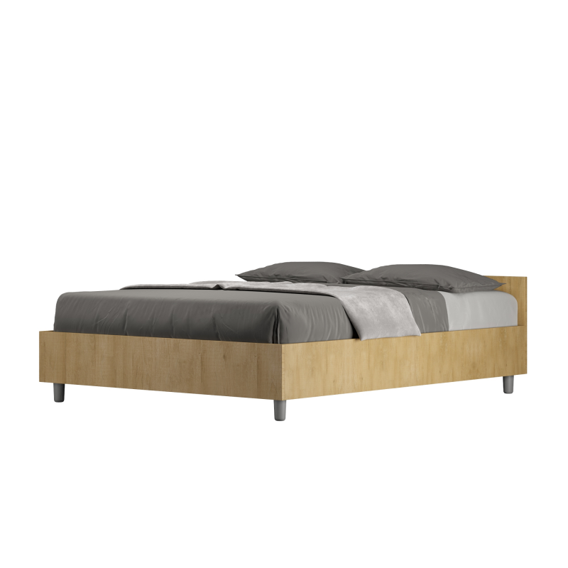 Letto Matrimoniale francese 140x200 cm Nuamo - Con rete,Quercia Natura