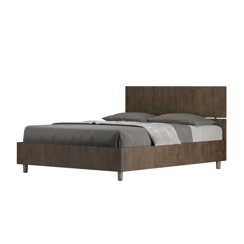 Letto Matrimoniale francese 140x200 cm testata dritta Demas - Senza rete,Noce