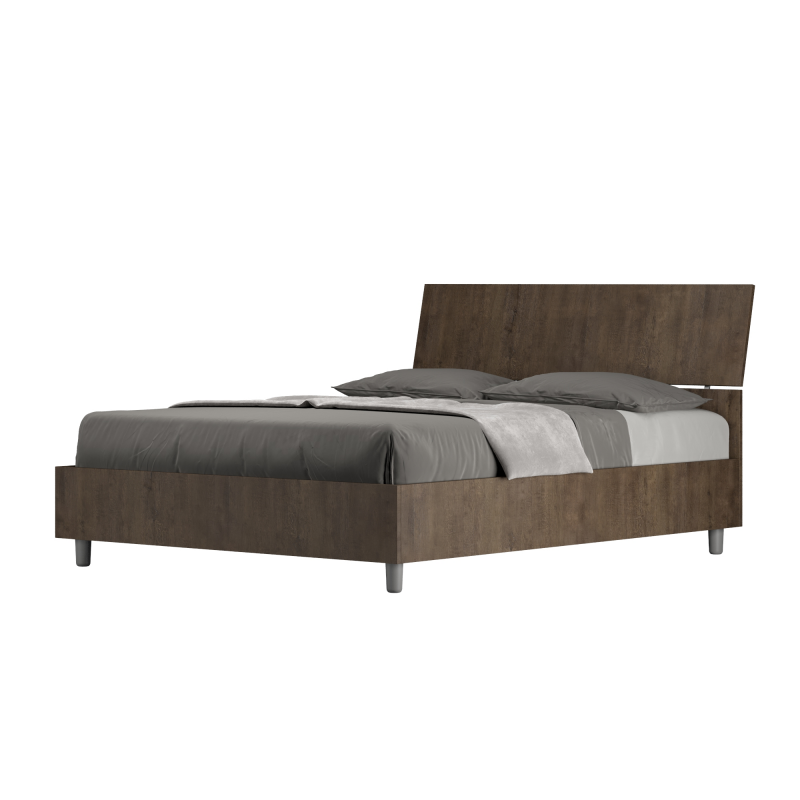 Letto Matrimoniale francese 140x200 cm testata inclinata Demas - Contenitore,Noce