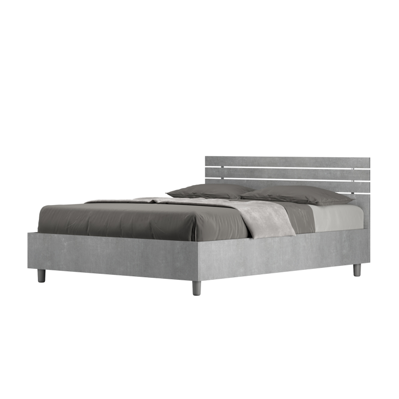 Letto Matrimoniale francese 140x200 cm testata dritta con doghe Ankel - Con rete,Grigio
