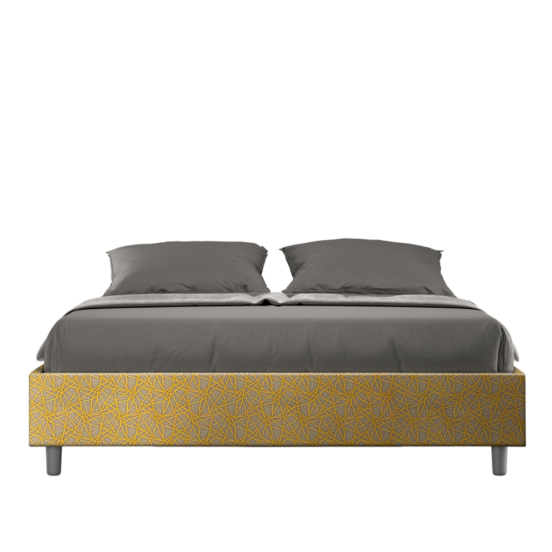 Letto Sommier imbottito Matrimoniale 160x200 cm tessuto Era Azelia - Senza rete,Giallo