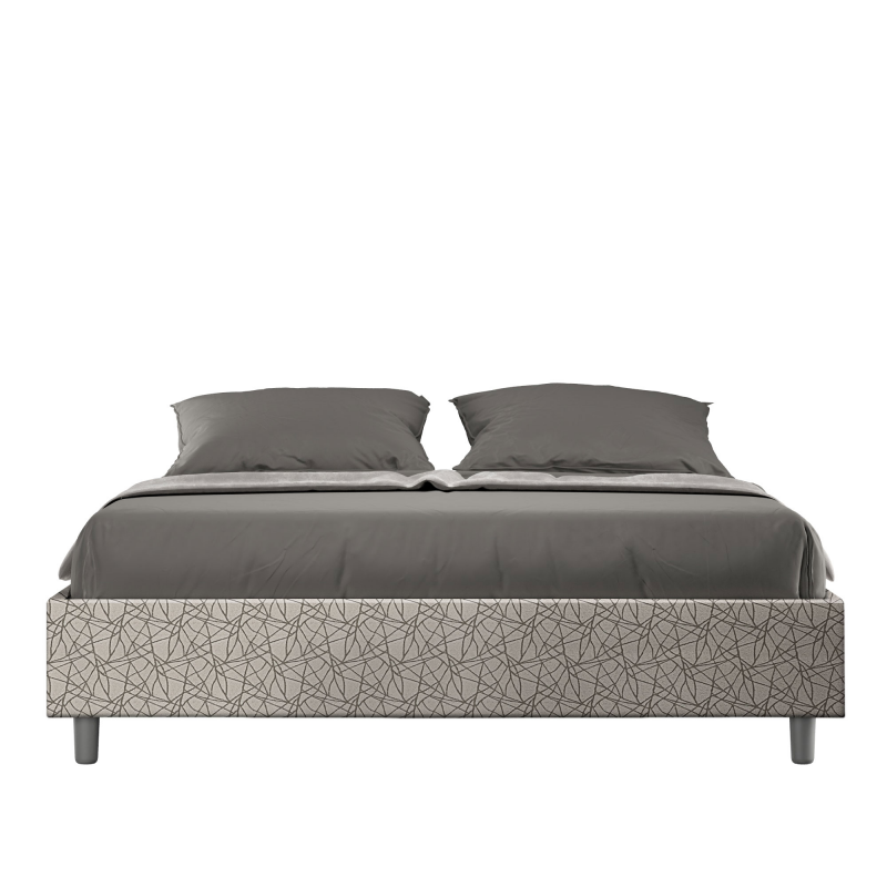 Letto Sommier imbottito Matrimoniale 160x200 cm tessuto Era Azelia - Con rete,Grigio