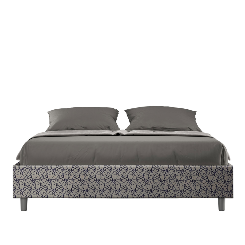 Letto Sommier imbottito Matrimoniale 160x200 cm tessuto Era Azelia - Con rete,Blu